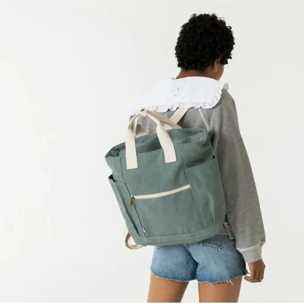 Birdling Washed Gray Backpacker Canvas Diaper Bag Carry All Backpack